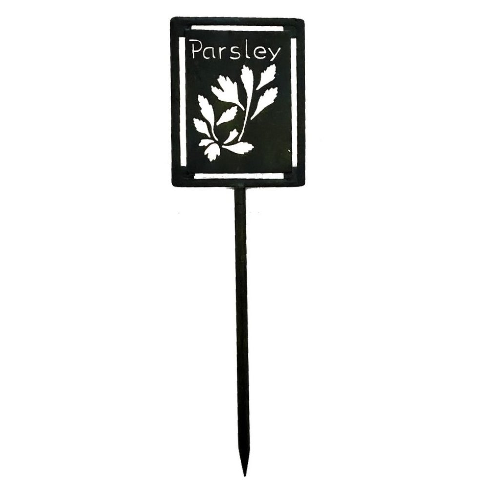 Pier 1 Imports Distressed Metal Cutout Garden Parsley Stake | NWOT | Dark Green